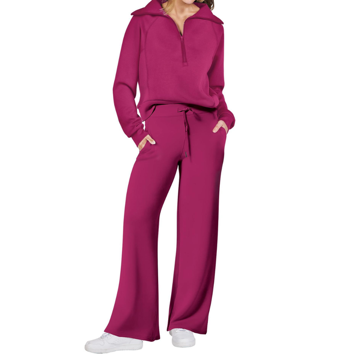 RANDI | Cozy Zip-Up Wide Leg Sweatsuit Set