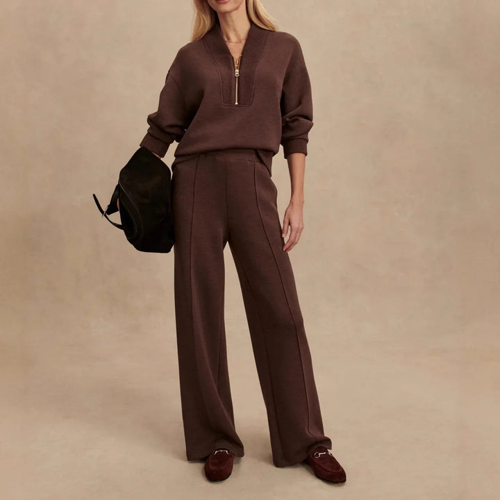 NATALIE | Casual Knit Zip-Up Two-Piece Set