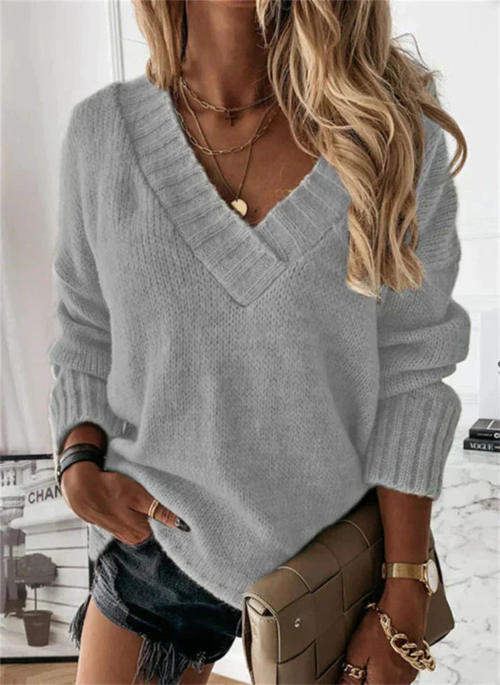 CELY | Cozy Soft V-Neck Knit Sweater
