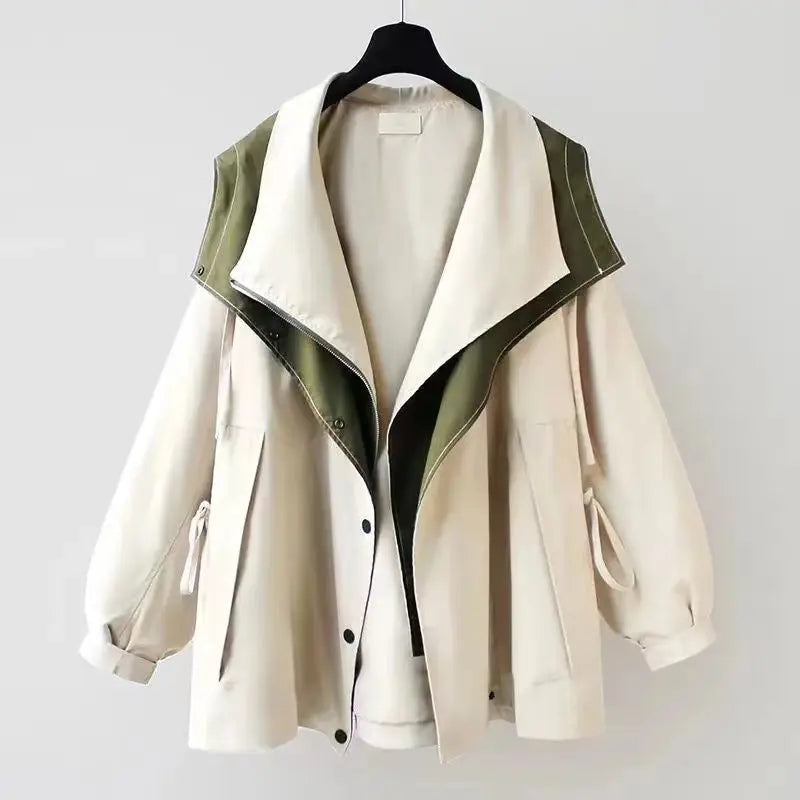 ALLEN | Women's Hooded Windbreaker Patchwork Jacket