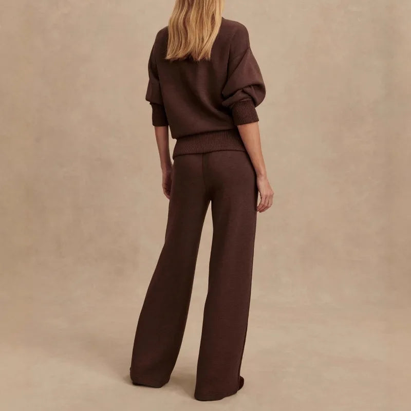 NATALIE | Casual Knit Zip-Up Two-Piece Set