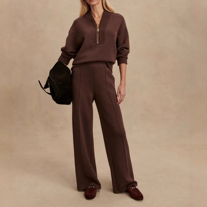 NATALIE | Casual Knit Zip-Up Two-Piece Set