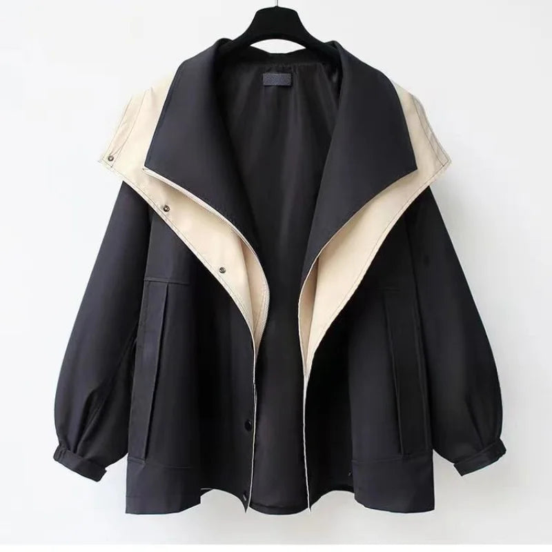 ALLEN | Women's Hooded Windbreaker Patchwork Jacket