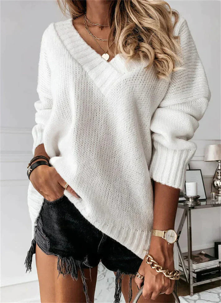 CELY | Cozy Soft V-Neck Knit Sweater