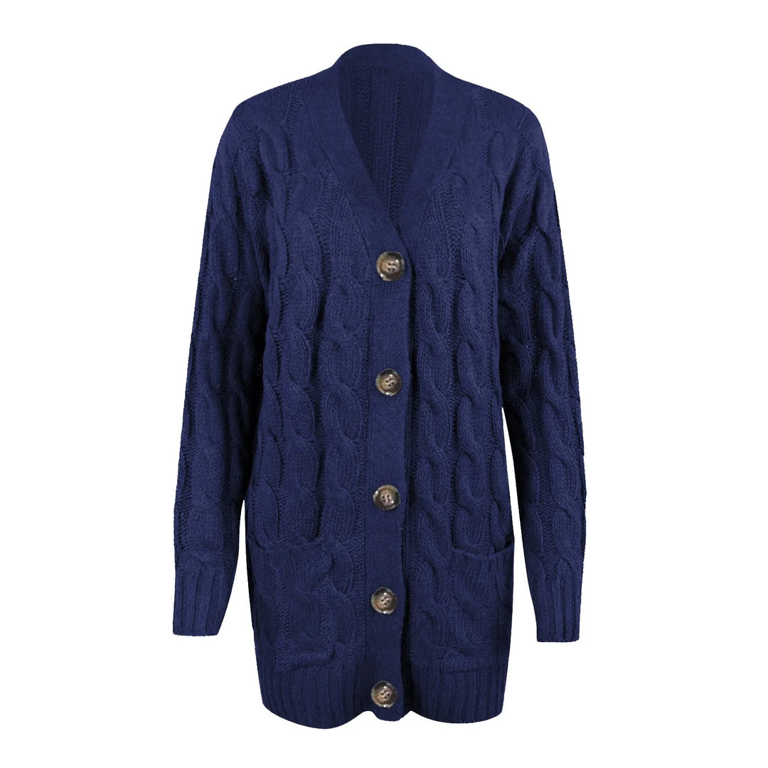 KAREN | Cable Knit Button-Down Pocket Women's Cardigans