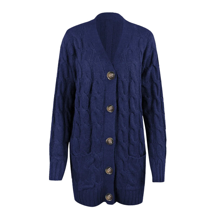 KAREN | Cable Knit Button-Down Pocket Women's Cardigans