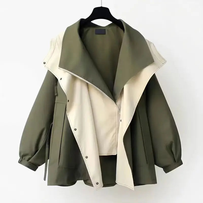 ALLEN | Women's Hooded Windbreaker Patchwork Jacket
