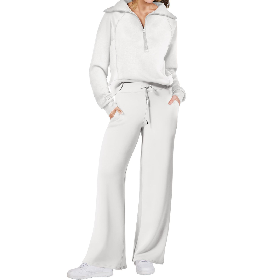 RANDI | Cozy Zip-Up Wide Leg Sweatsuit Set