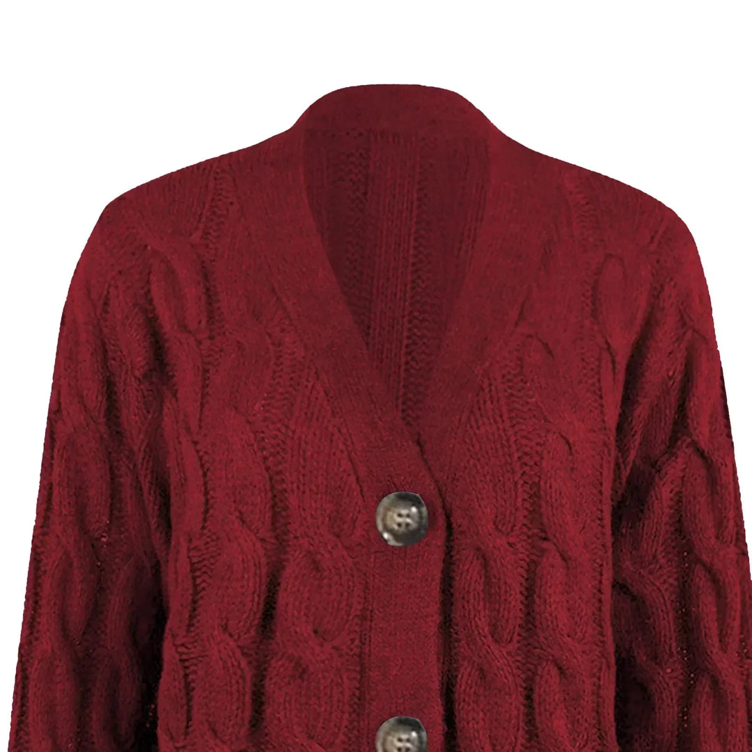 KAREN | Cable Knit Button-Down Pocket Women's Cardigans