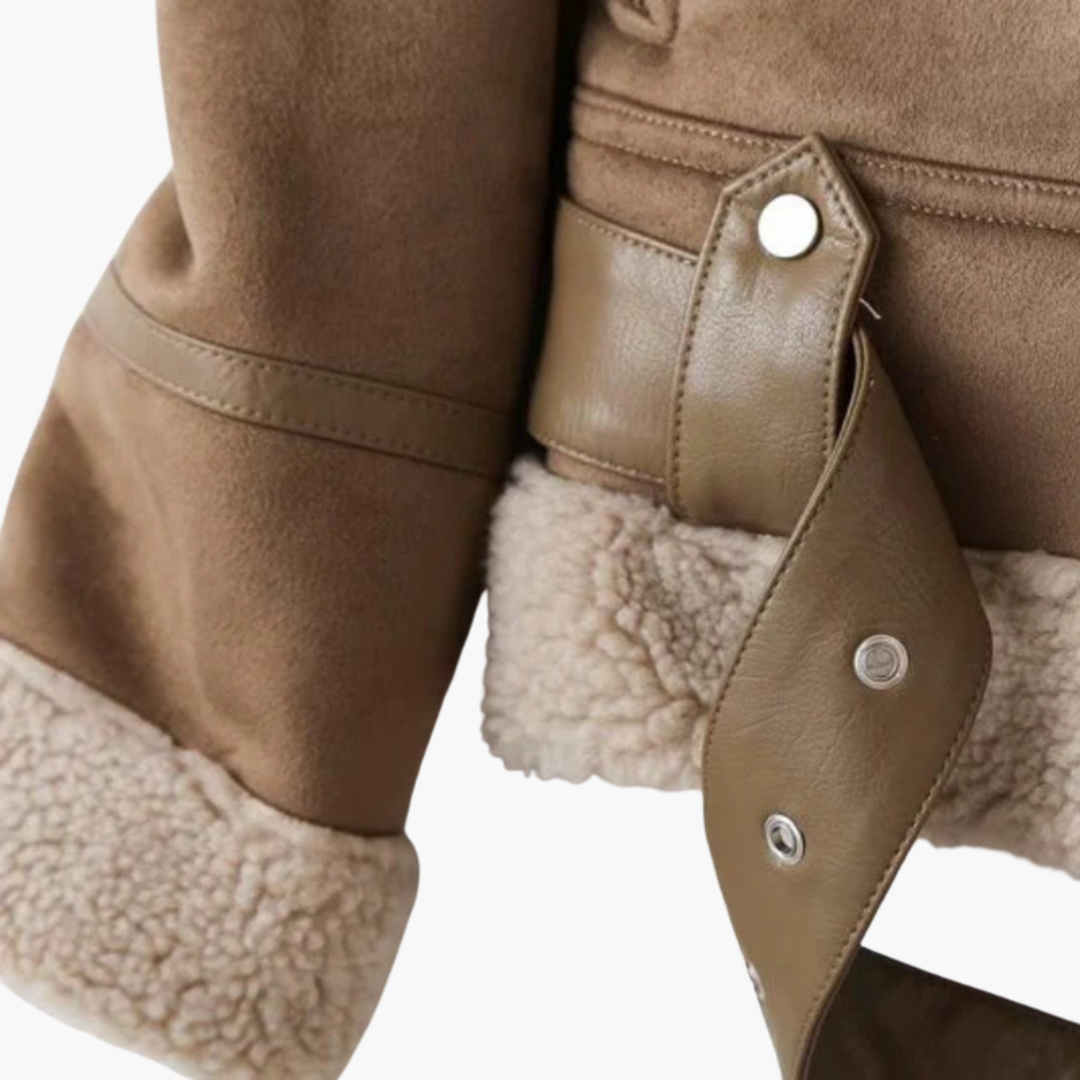 CLAUDINE | Zip Jacket with Plush Inner Layer and Adjustable Belt Hem