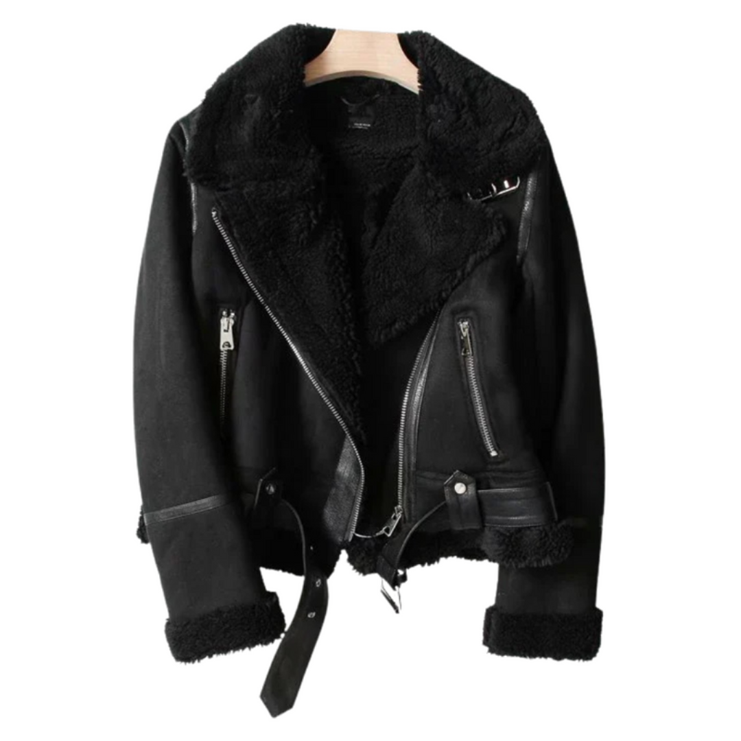 CLAUDINE | Zip Jacket with Plush Inner Layer and Adjustable Belt Hem