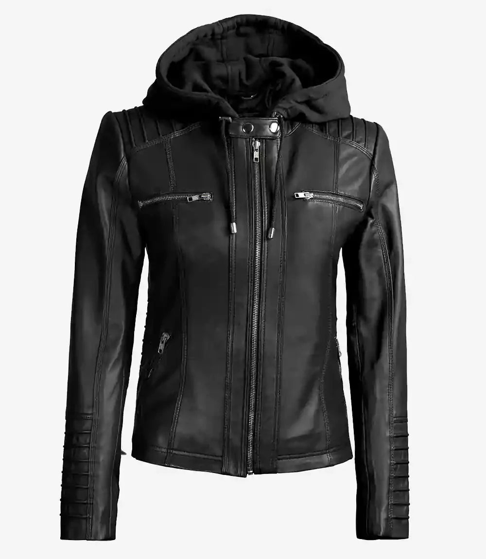 KELLY | Black Jacket With Removable Hood