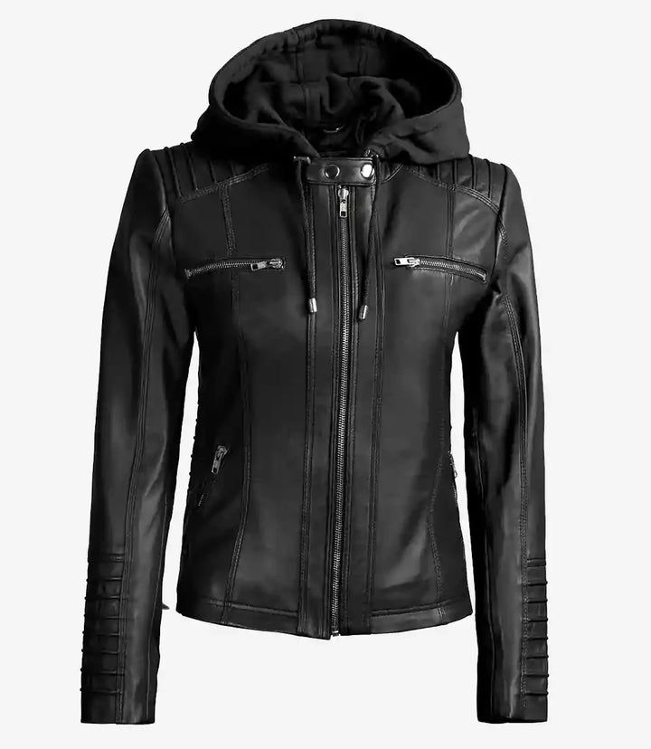 KELLY | Black Jacket With Removable Hood