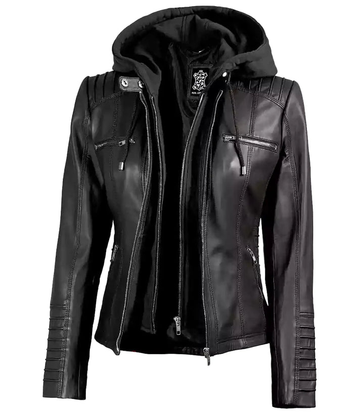 KELLY | Black Jacket With Removable Hood