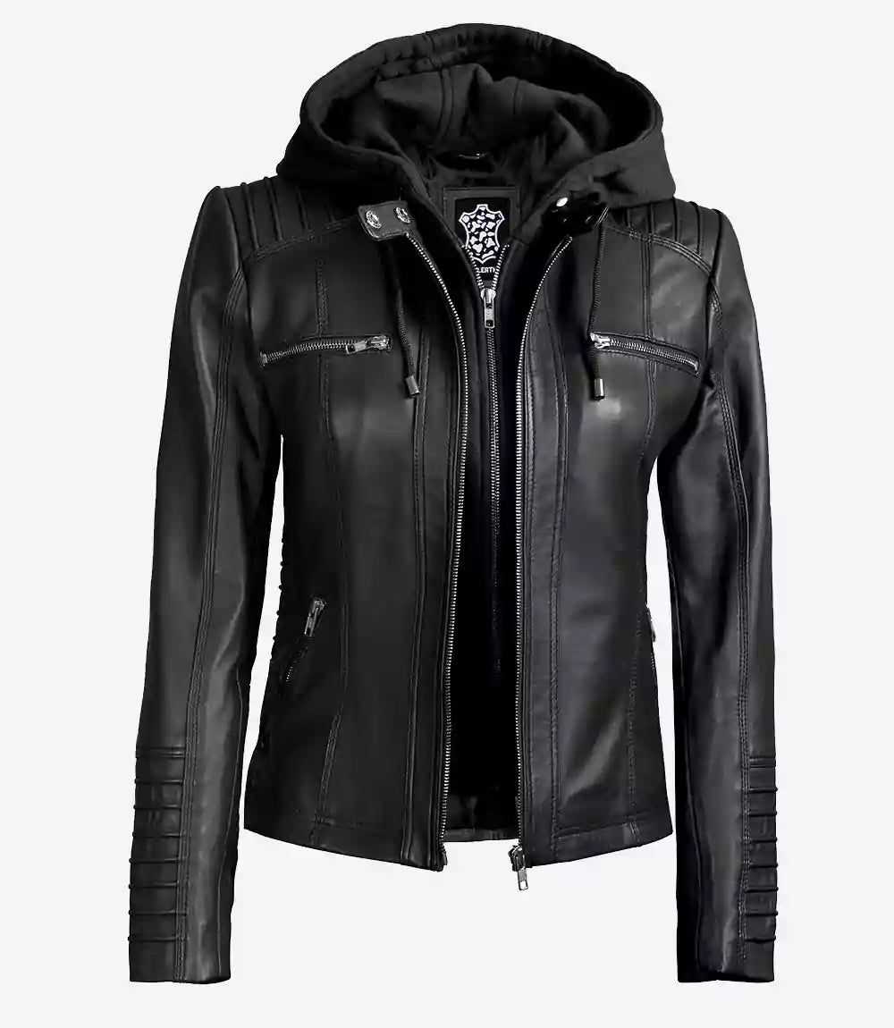 KELLY | Black Jacket With Removable Hood