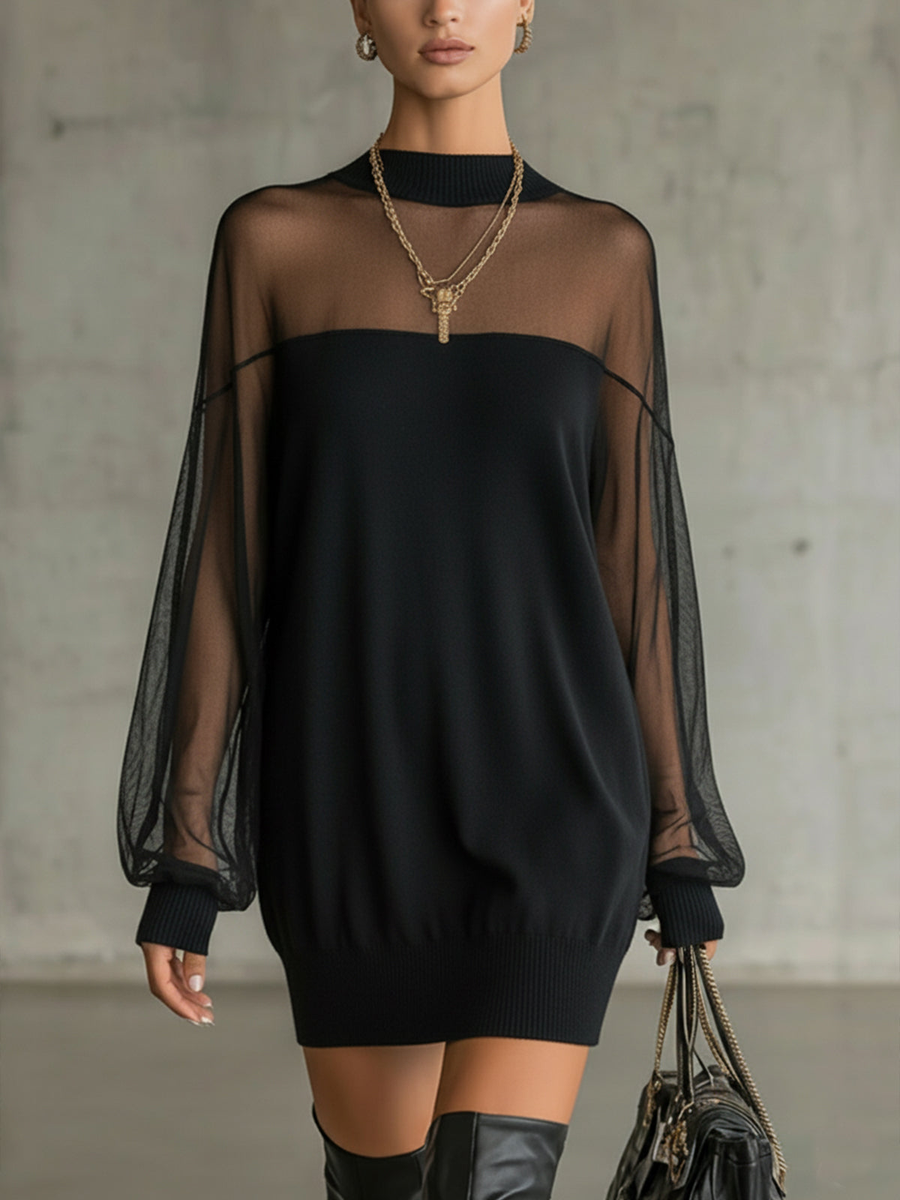 AMÉLIE | Elegant Mini Dress with Lace Sleeves