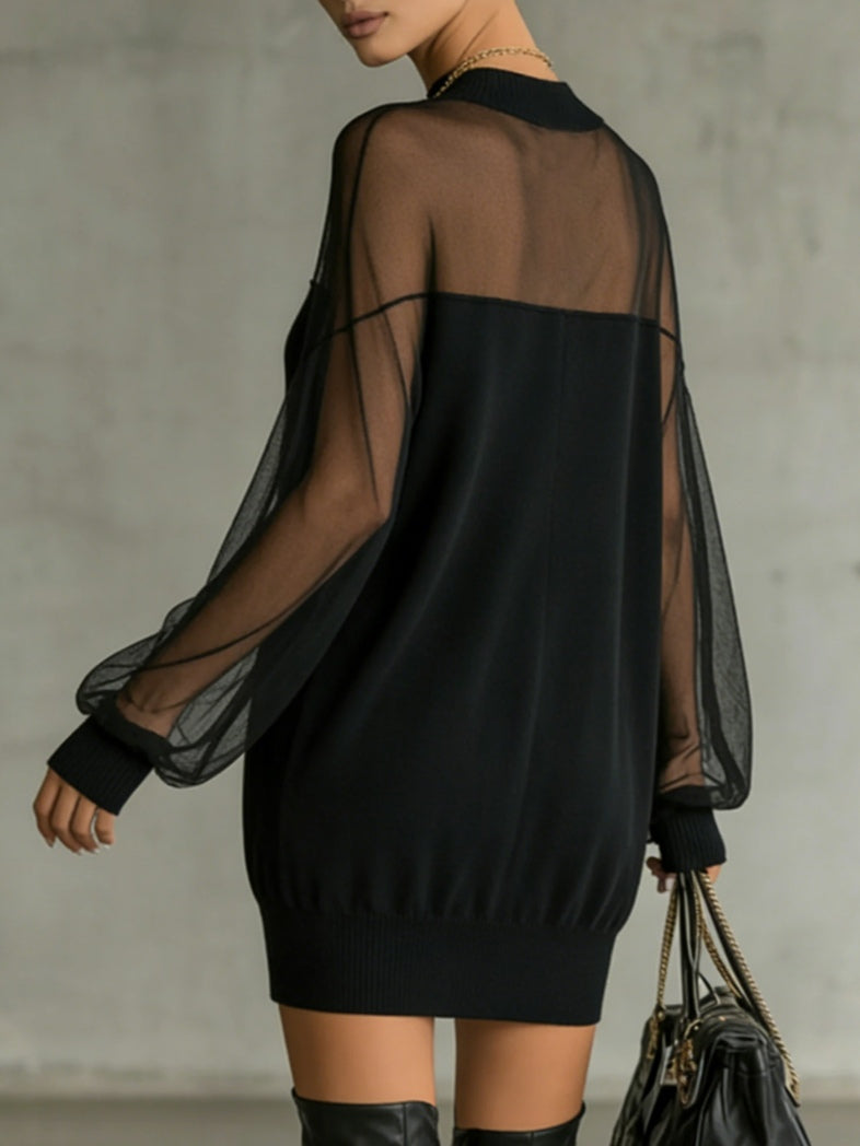 AMÉLIE | Elegant Mini Dress with Lace Sleeves