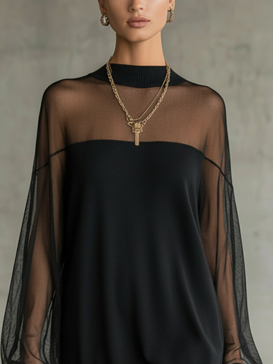 AMÉLIE | Elegant Mini Dress with Lace Sleeves