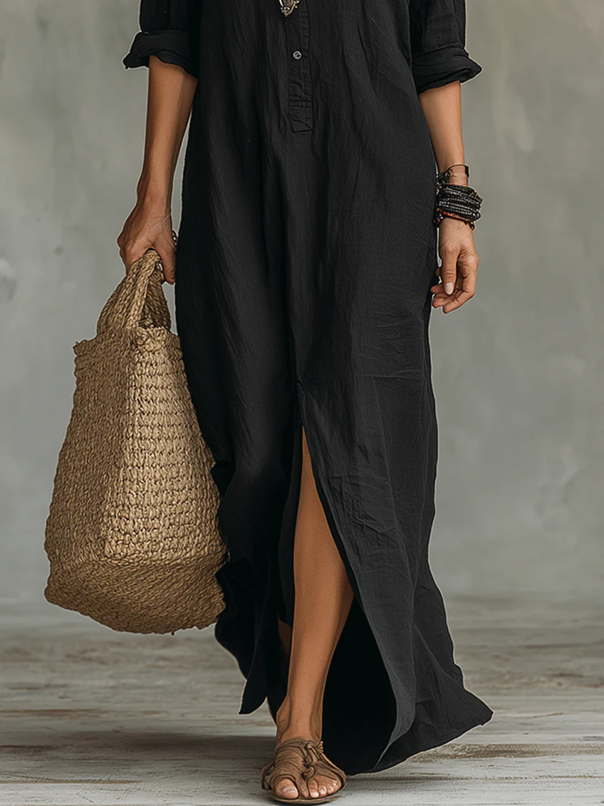 SOLINE | Long Maxi Dress with Buttons