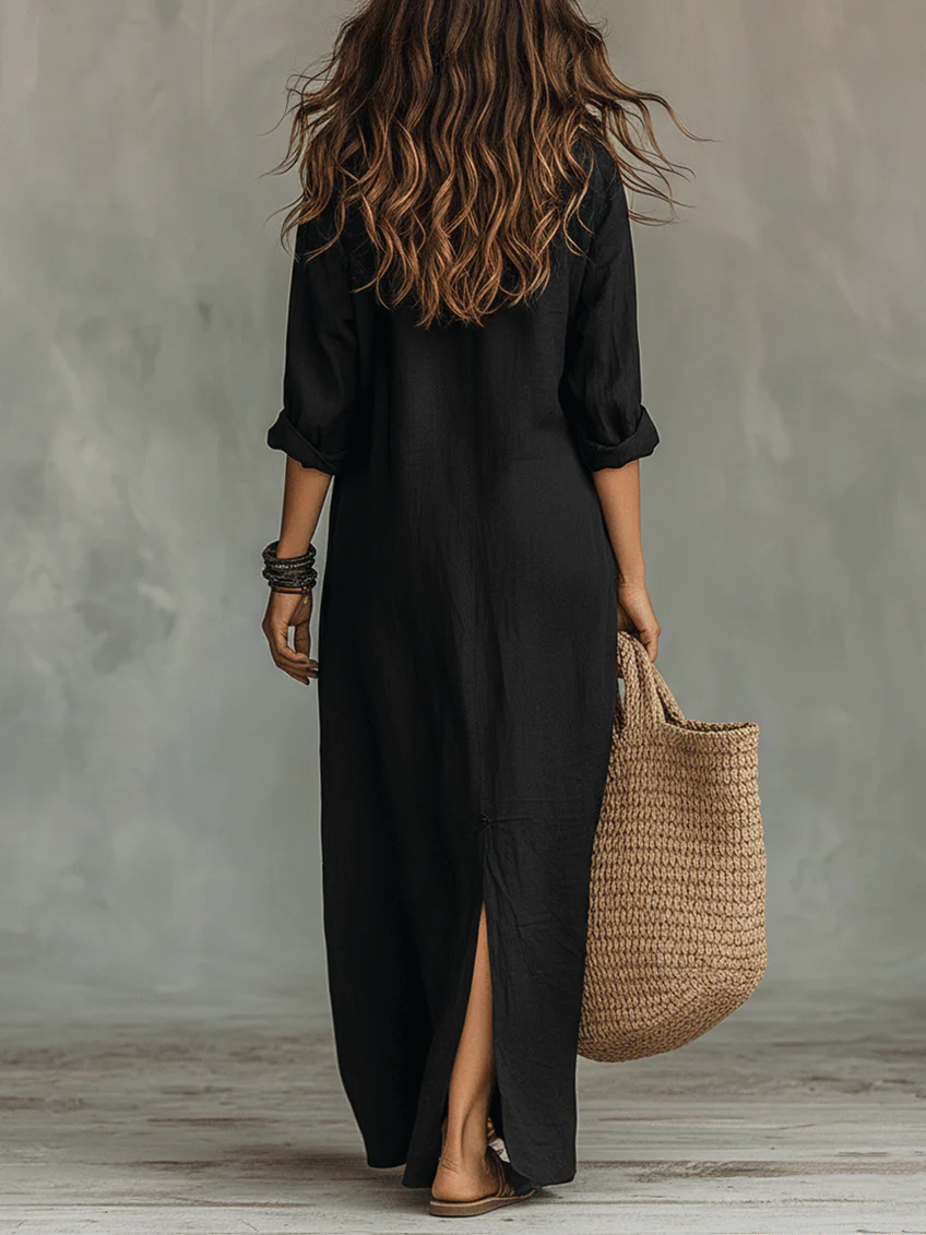 SOLINE | Long Maxi Dress with Buttons
