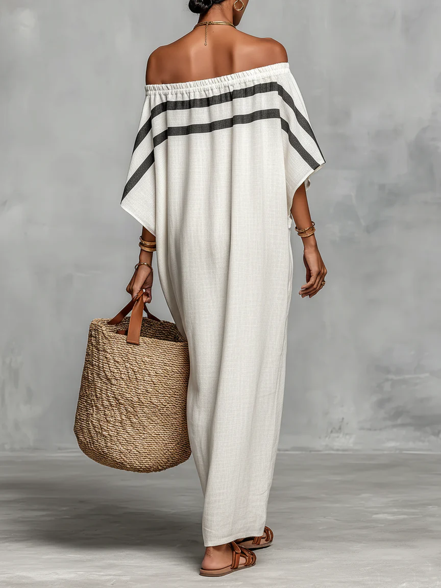 AVELINE | Off-the-Shoulder Maxi Dress with Batwing Sleeves