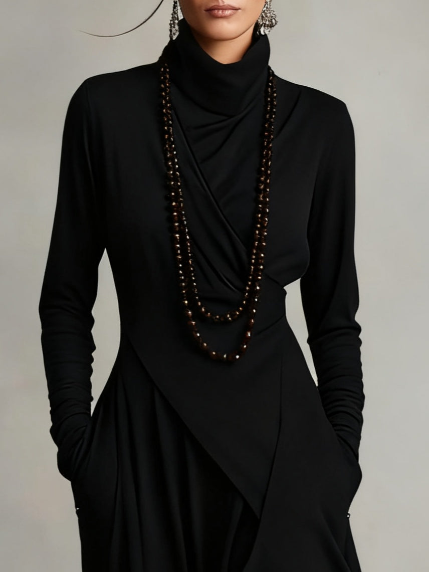 ARIELLE | Vintage Asymmetrical Turtleneck Dress