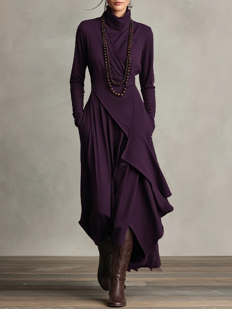 ARIELLE | Vintage Asymmetrical Turtleneck Dress