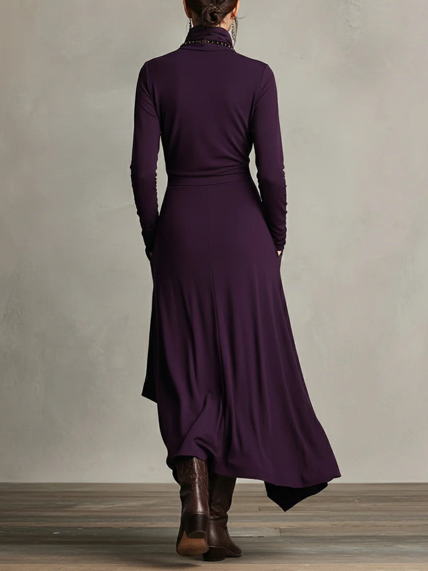 ARIELLE | Vintage Asymmetrical Turtleneck Dress