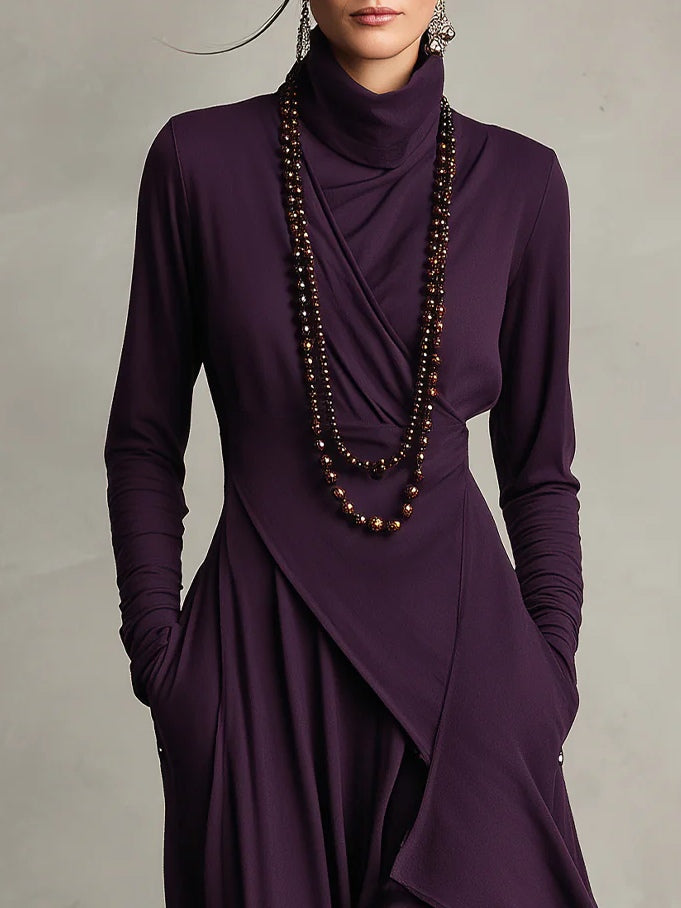 ARIELLE | Vintage Asymmetrical Turtleneck Dress