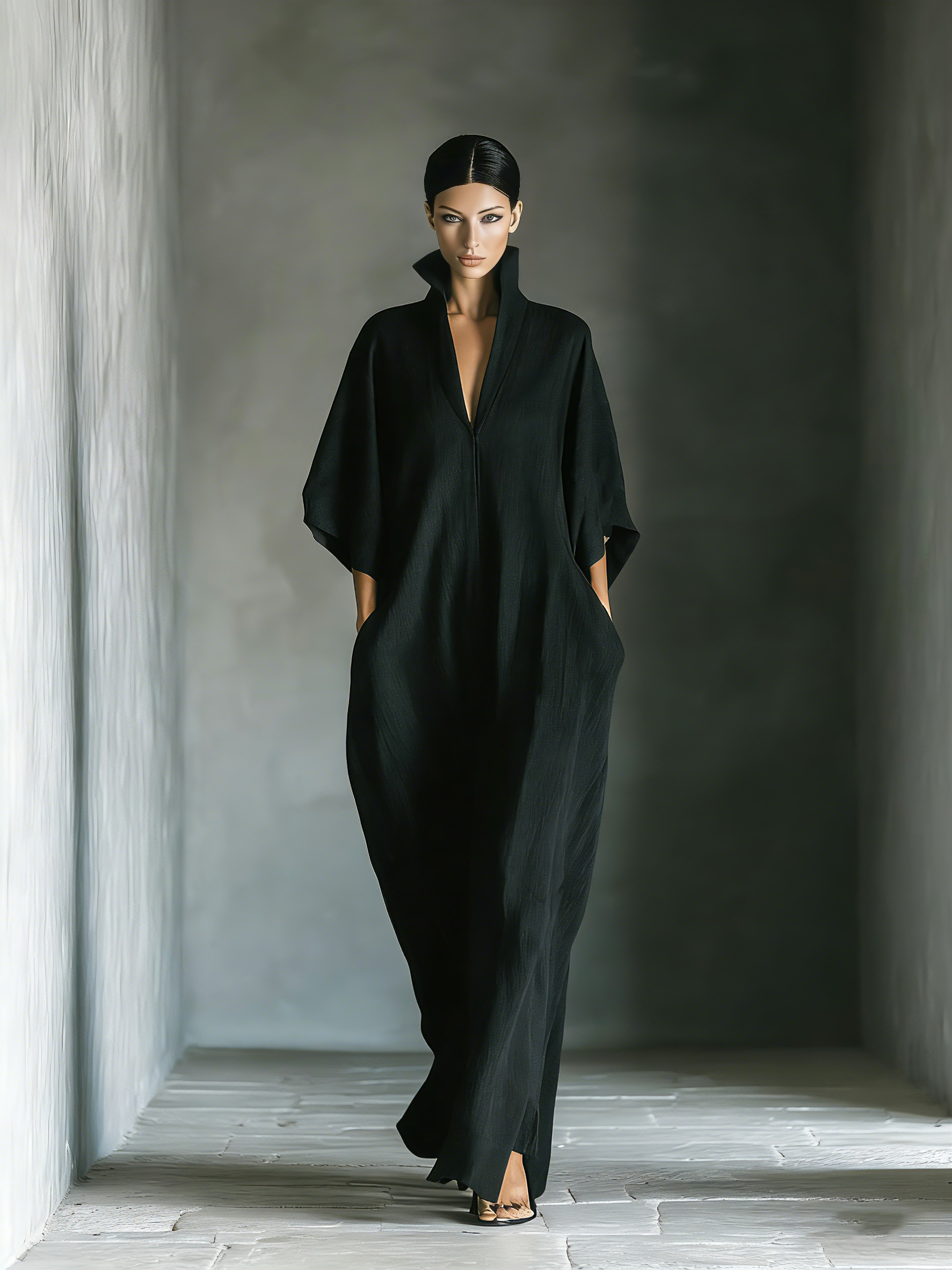 COSTANZA | Maxi Dress with V-Neck and Kimono Sleeves