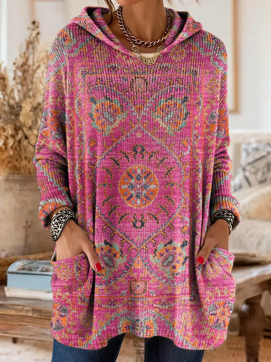 SISSA | Retro Ethnic Print Hooded Tunic