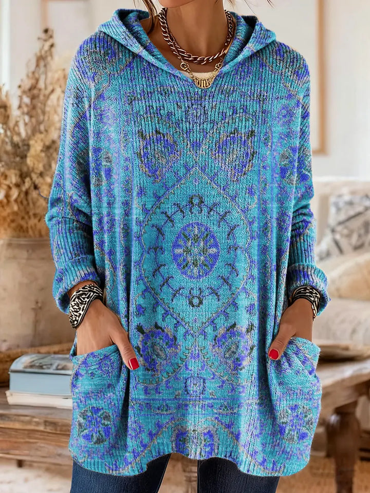 SISSA | Retro Ethnic Print Hooded Tunic