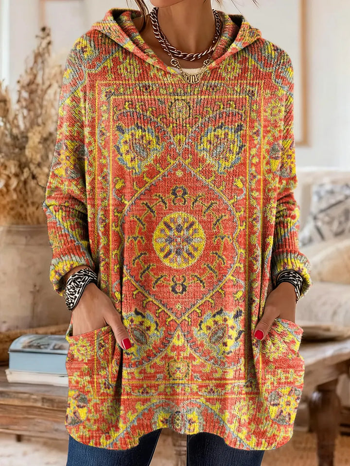 SISSA | Retro Ethnic Print Hooded Tunic