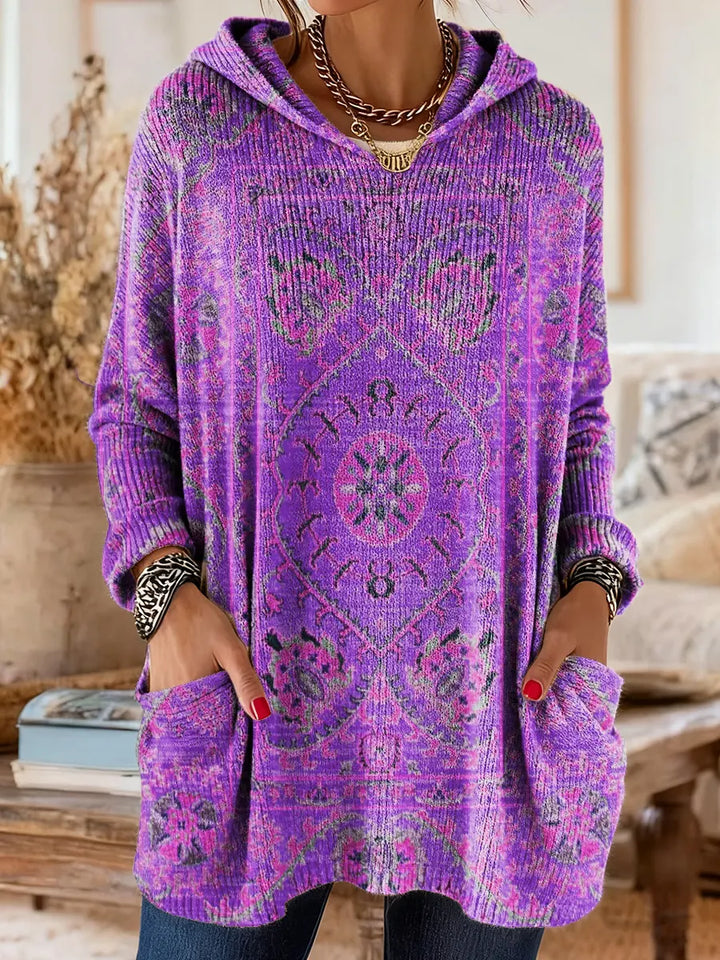 SISSA | Retro Ethnic Print Hooded Tunic