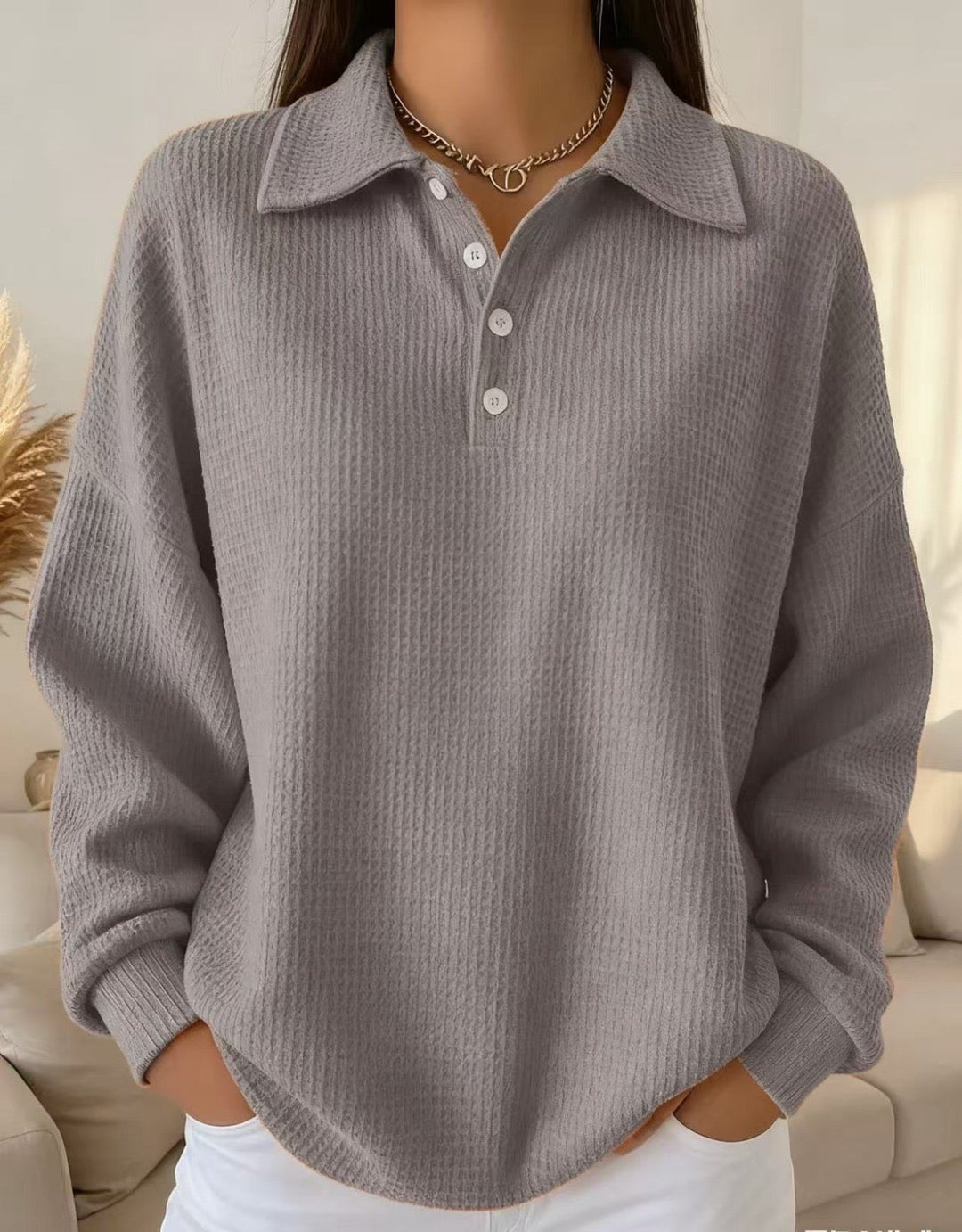 LIVIA | Textured Polo Sweater