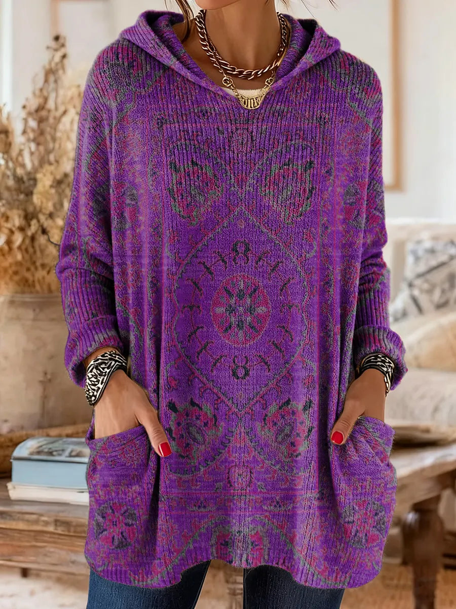 SISSA | Retro Ethnic Print Hooded Tunic
