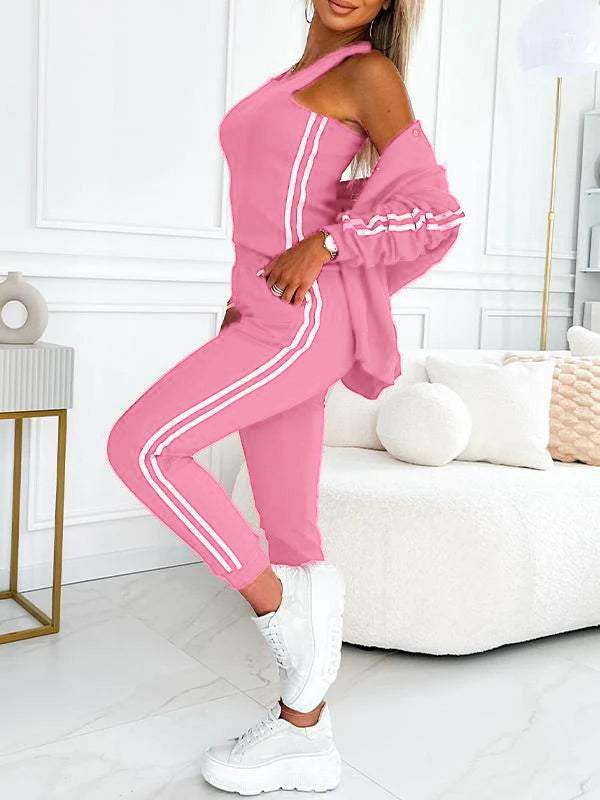JOLIE  | Women's Striped Jacket, Vest & Pants Set