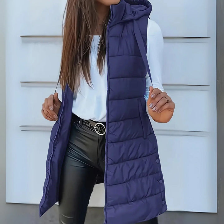 REBECCA | Casual Sleeveless Hood Long Puffer Vest