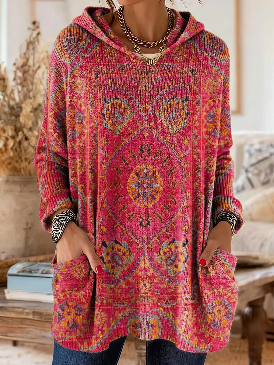 SISSA | Retro Ethnic Print Hooded Tunic