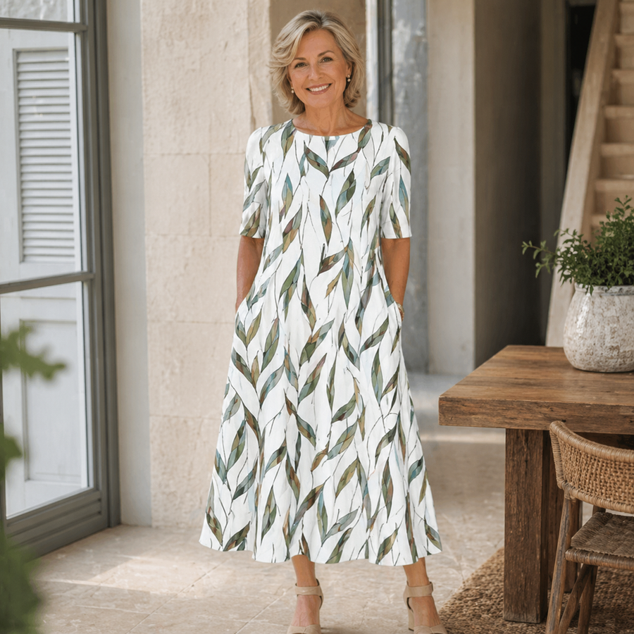 EDLYN | Flattering Floral Midi Dress with Pockets