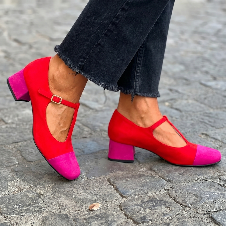SIAN | Suede Two-Tone Heel Loafers