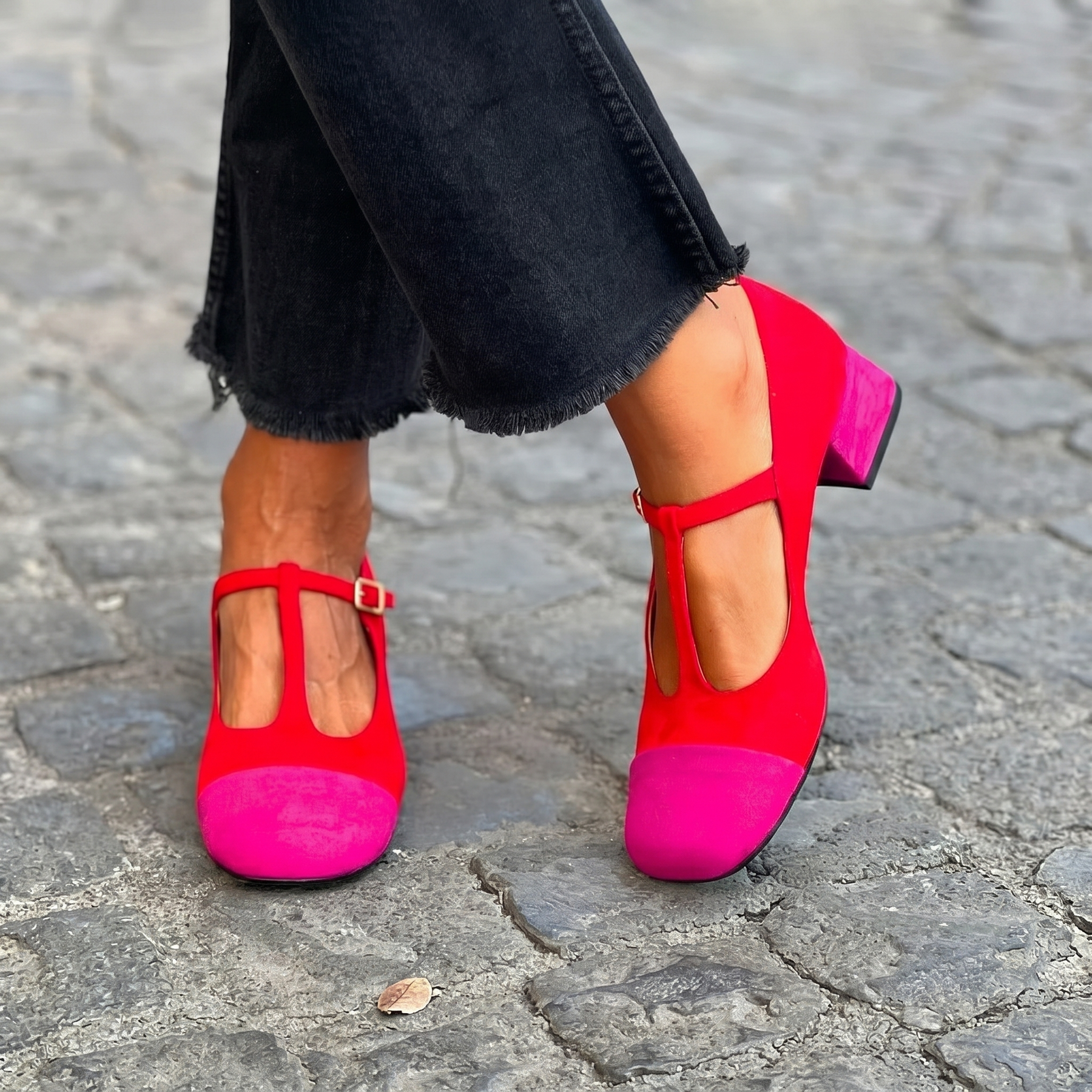 SIAN | Suede Two-Tone Heel Loafers