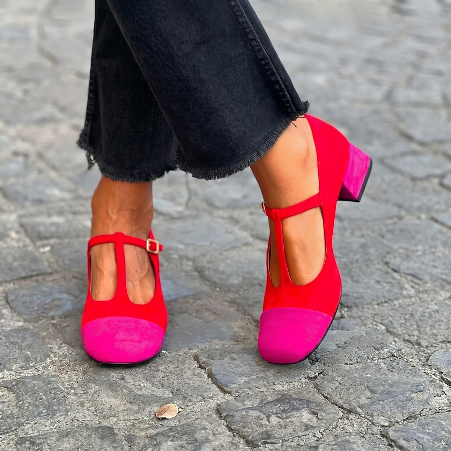 SIAN | Suede Two-Tone Heel Loafers
