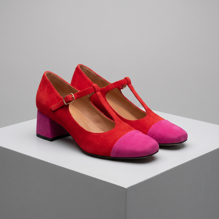 SIAN | Suede Two-Tone Heel Loafers