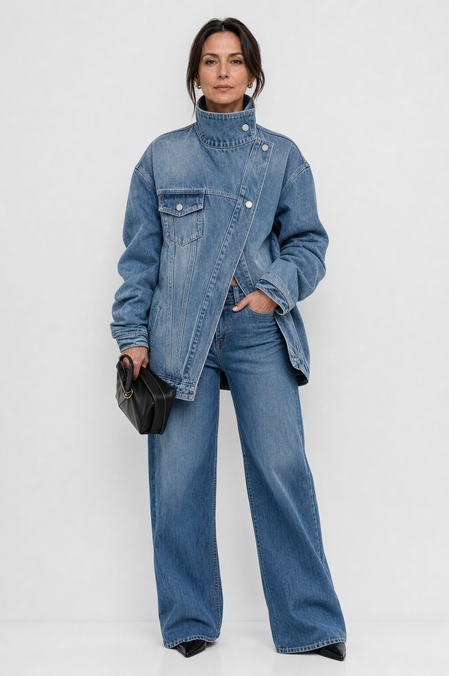 SKYE | Vintage Washed High Neck Asymmetric Jacket