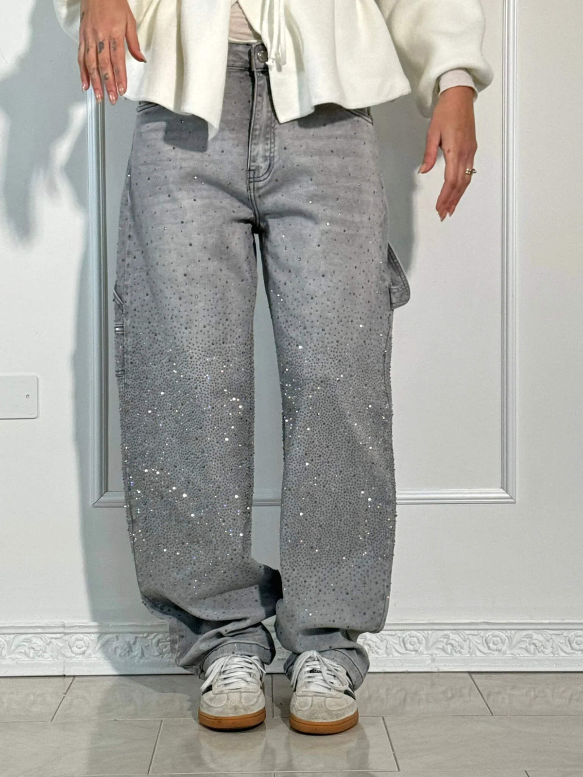 MHIYA | Vintage Crystal Straight Jeans