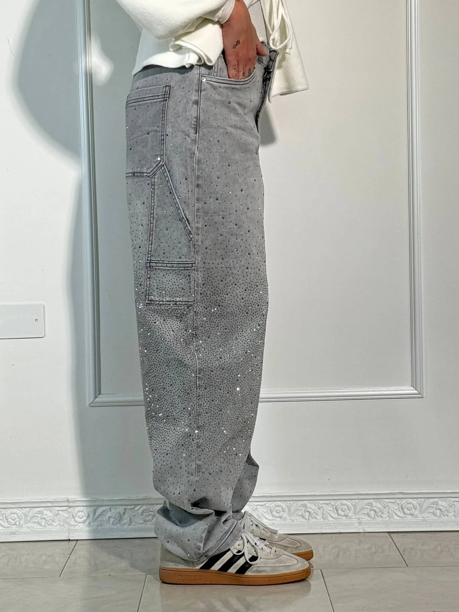 MHIYA | Vintage Crystal Straight Jeans