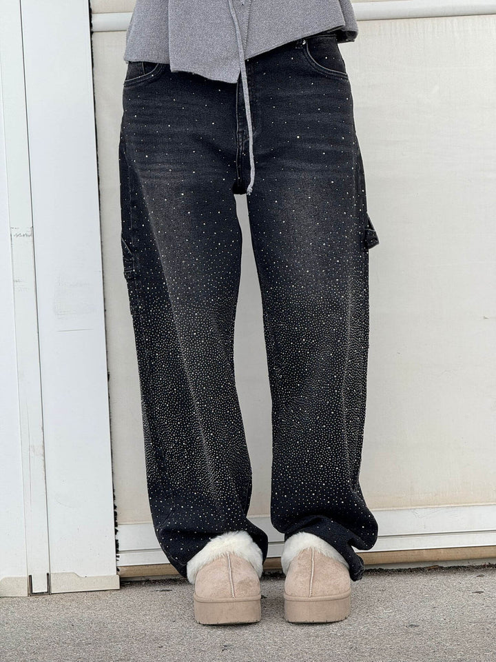 MHIYA | Vintage Crystal Straight Jeans