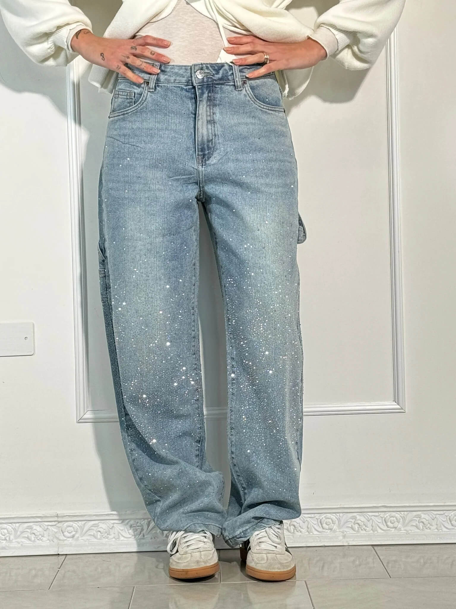 MHIYA | Vintage Crystal Straight Jeans