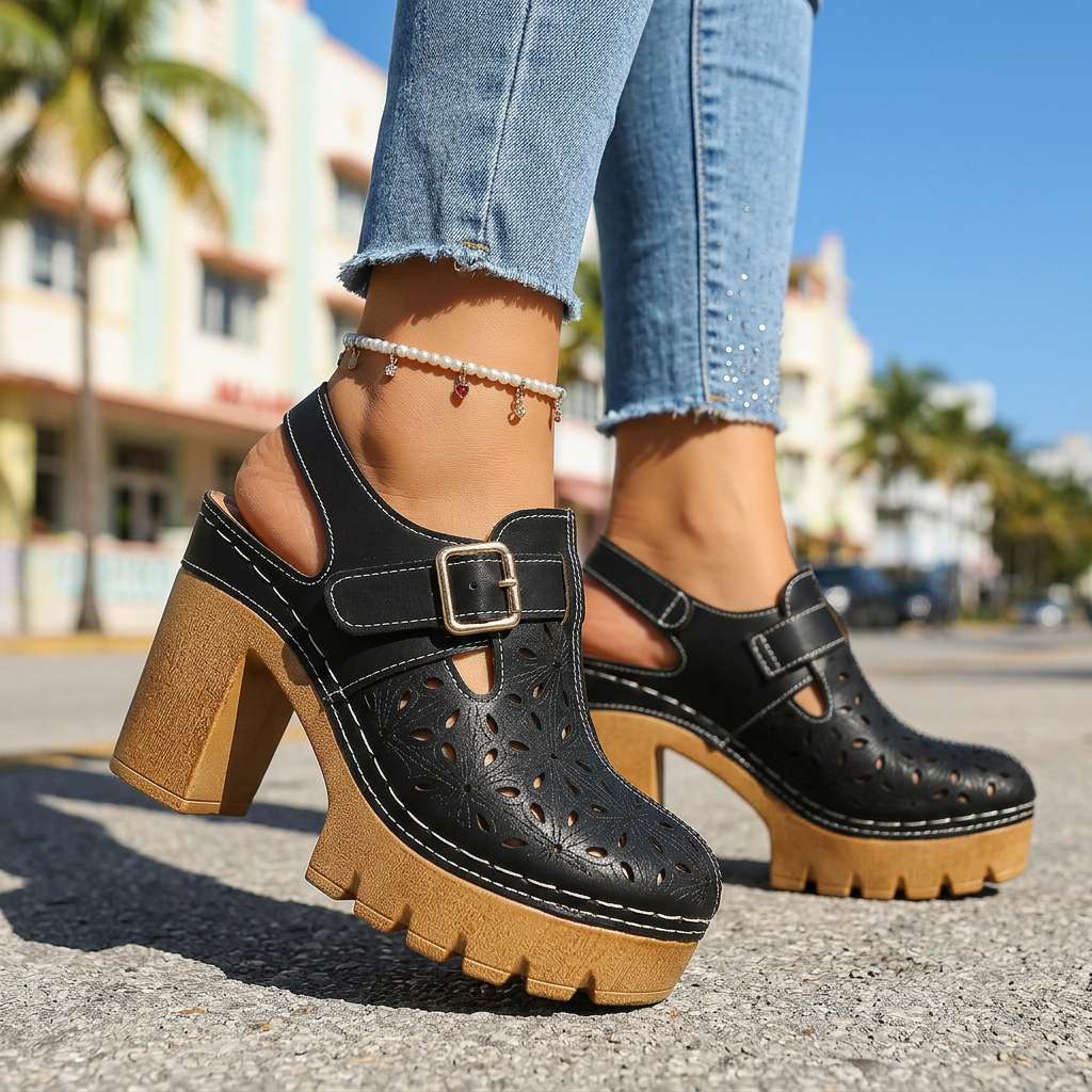 MELIA | Platform Buckle Clogs